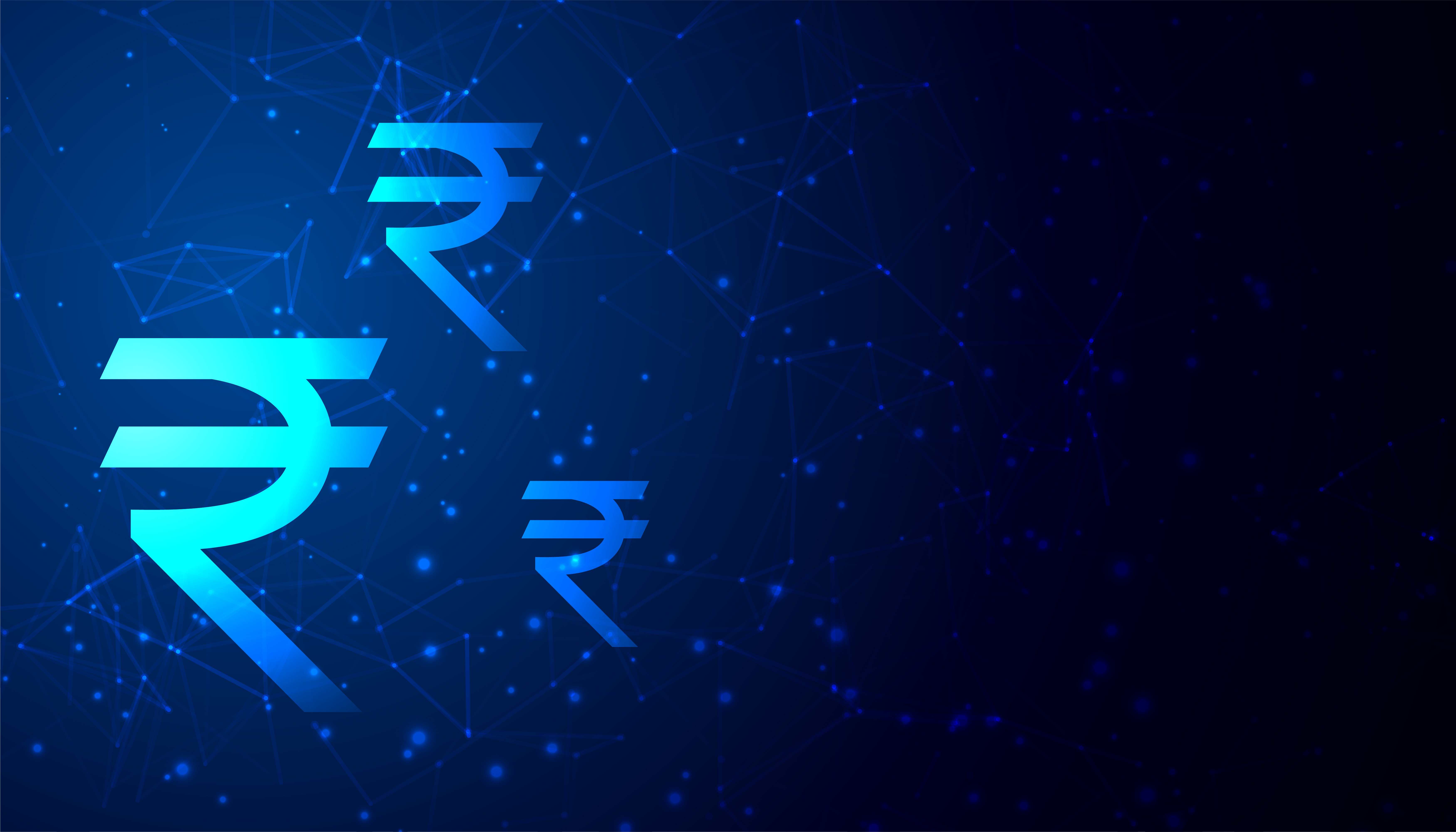 Digital rupee symbols representing fintech and financial inclusion